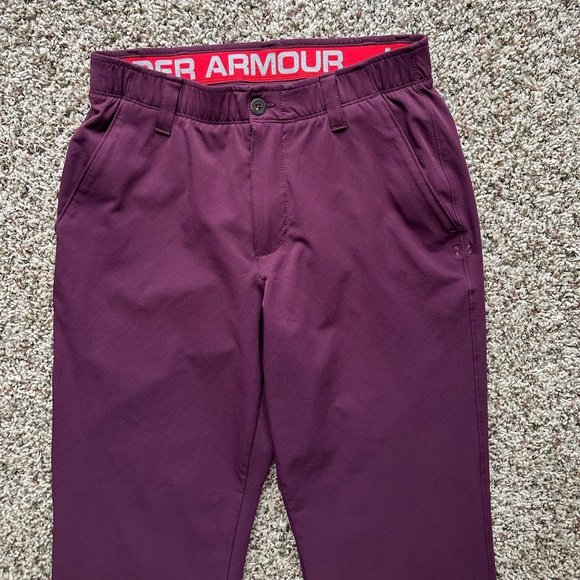 Rare *UNDER ARMOUR Loose* wicking lightweight casual golf ⛳️ pants - 32 - Plum! - Picture 2 of 4